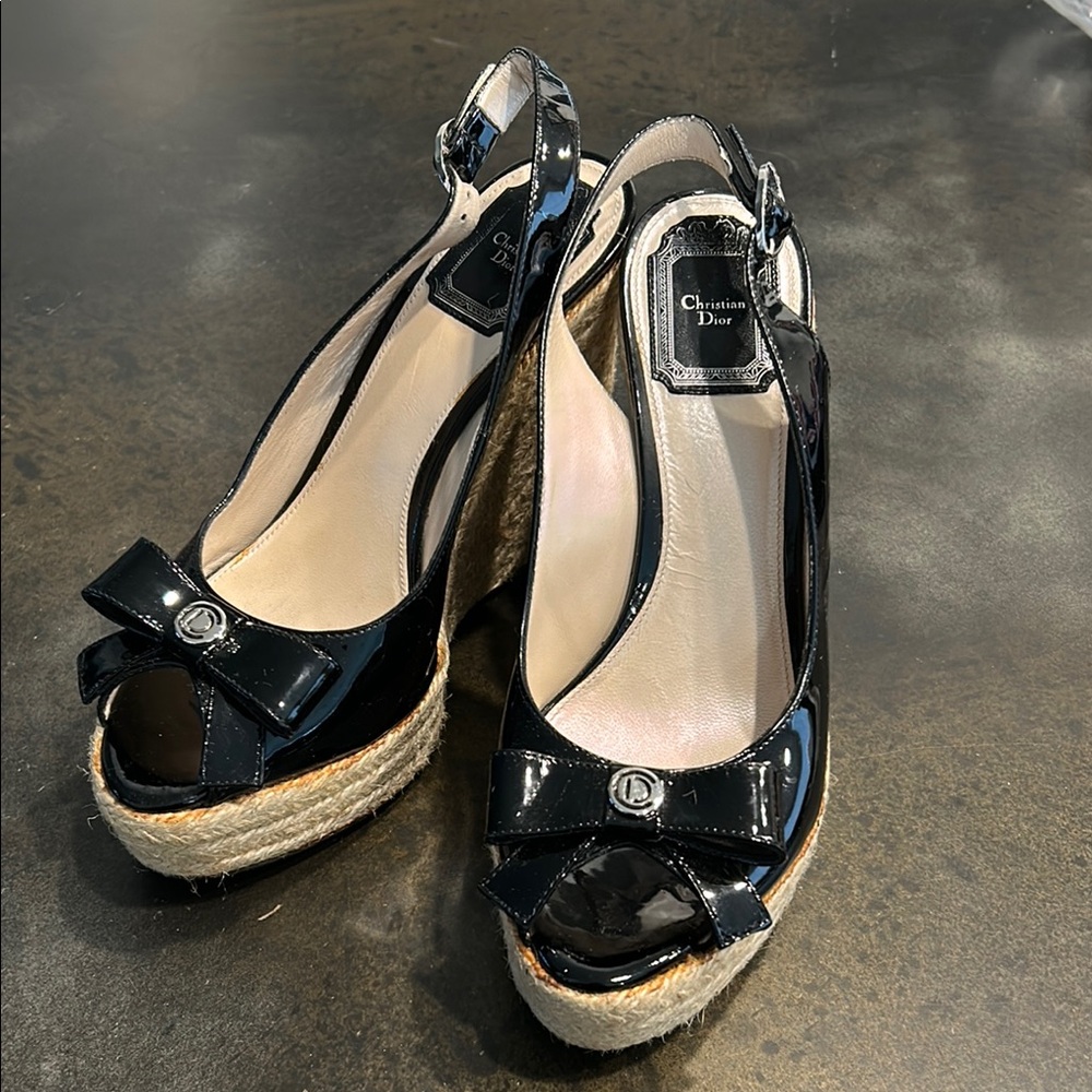 Dior Black Espadrille Slingback Shoes
